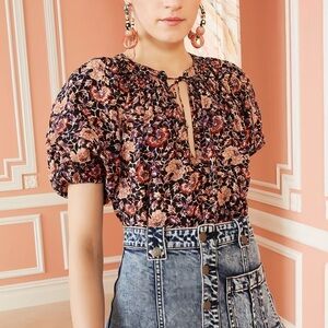 NWOT Ulla Johnson Puff-Sleeve Floral Evie Blouse